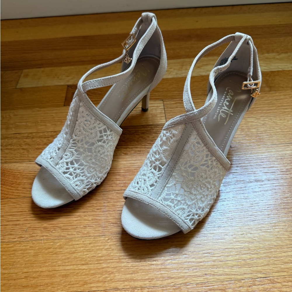 Nanette Lepore Elegant Cream Lace Heels